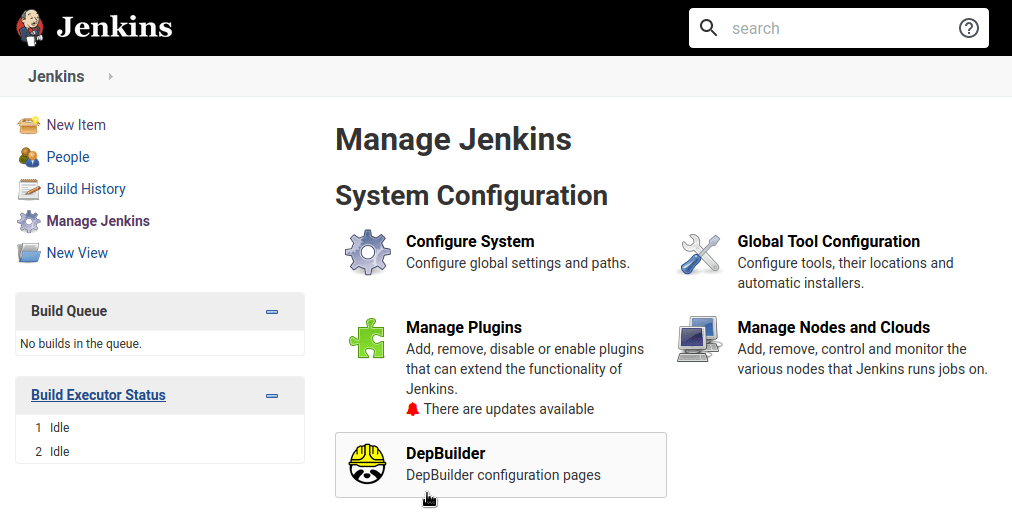 Showing DepBuilder configuration setting in Jenkins System Configuration section.